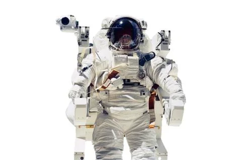 Isolated astronaut flying in space. Elements of this image furnished by NASA Stock Photos