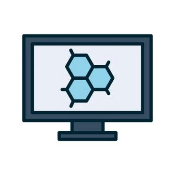 Isolated atom inside computer line and fill style icon vector design Stock-Illustration