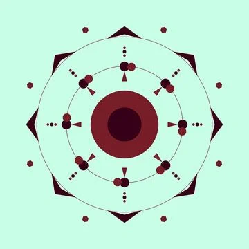 Isolated atomic structure illustration with electron shells and particles i.. Stock Illustration