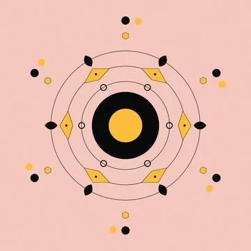 Isolated atomic structure illustration with electron shells and particles i.. Stock Illustration