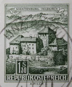 Isolated Austria Stamp Stock Photos
