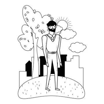 Isolated avatar man in park vector design Ilustración de archivo