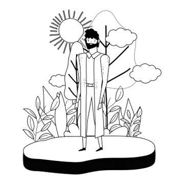 Isolated avatar man in park vector design Ilustración de archivo