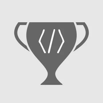Isolated award cup with a code sign Illustration