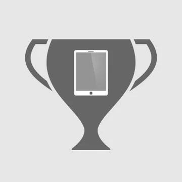 Isolated award cup icon with a tablet computer Illustrazione stock