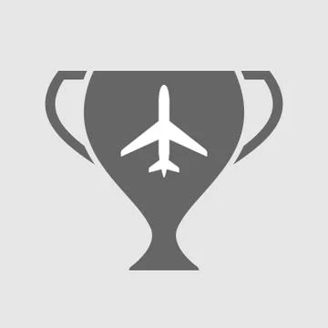 Isolated award cup with a plane Stock Illustration