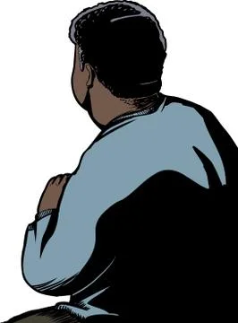 Isolated Back of Man Crouching Stock Illustration