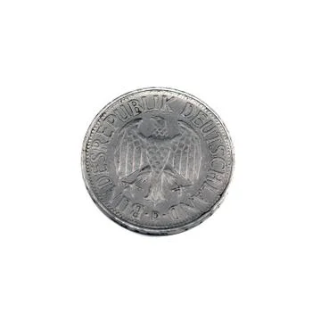 Isolated back side of a German mark coin Stock Photos