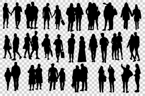 Isolated back view of anonymous silhouette people in crowd Stock Illustration