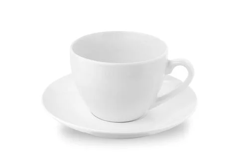 Isolated background. Empty white coffee cup. Stockfoto's