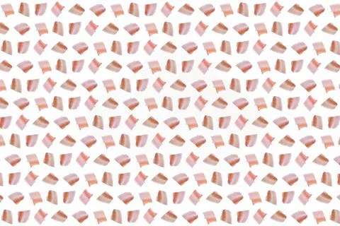 Isolated bacon meat slices pattern. Fresh ham portions background. Landscape  Stock Photos