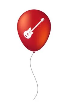 Isolated balloon with  a four string electric bass guitar イラスト素材