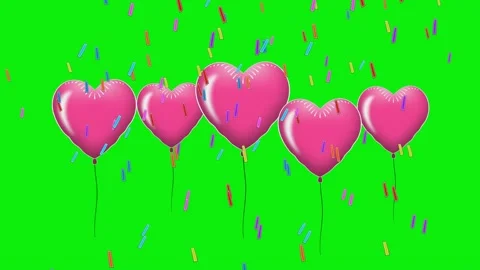 Isolated Balloons on Green Screen with Floating Vídeos de archivo 343928092