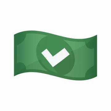 Isolated bank note with a check mark Illustrazione stock