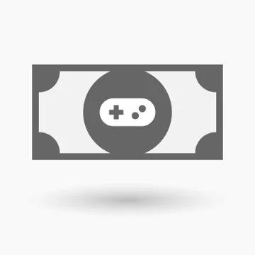 Isolated  bank note with a game pad 스톡 일러스트