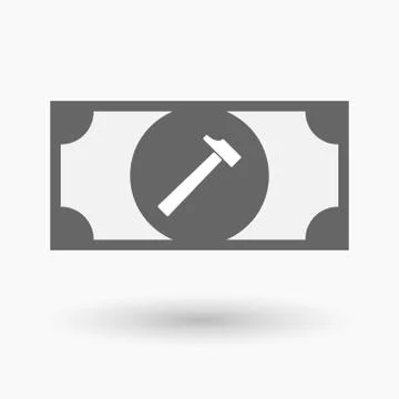 Isolated bank note with a hammer Stock Illustration