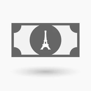 Isolated  bank note icon with   the Eiffel tower Illustrazione stock