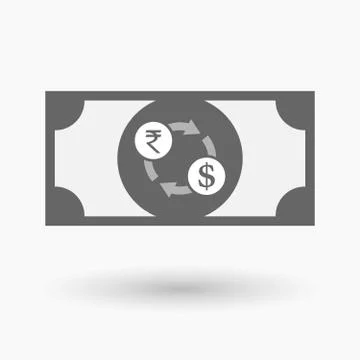 Isolated  bank note icon with  a rupee and dollar exchange sign Stock Illustration