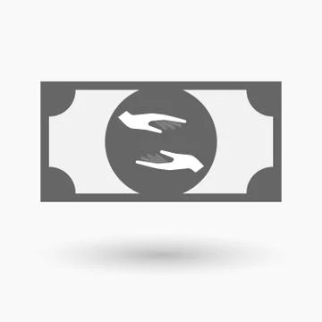 Isolated  bank note icon with  two hands giving and receiving  or protecting Stock Illustration
