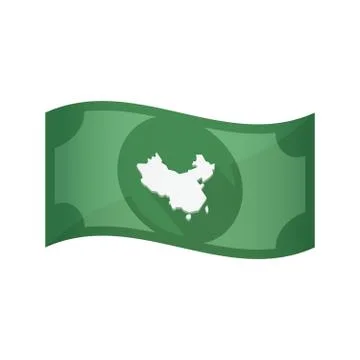 Isolated bank note with  a map of China Stock Illustration