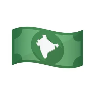Isolated bank note with  a map of India Stock Illustration