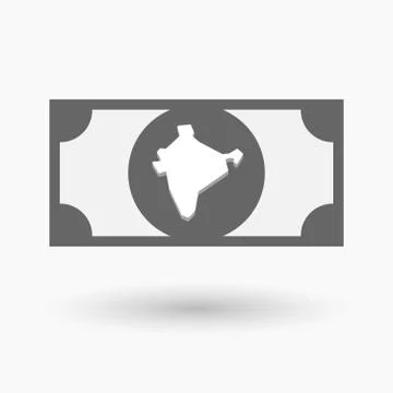 Isolated bank note with  a map of India Stock Illustration