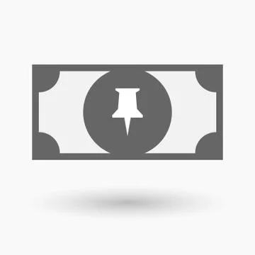 Isolated  bank note with a push pin Stock Illustration