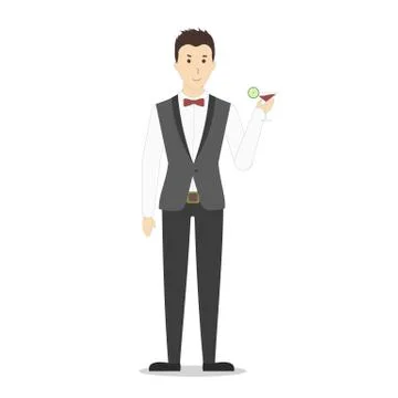 Isolated bartender on white. Stock Illustration