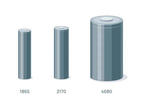 Isolated battery accumulator module cells with 4680 tabless type. Stock Illustration