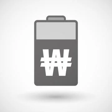 Isolated battery icon with a won currency sign Stock Illustration