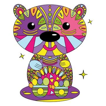 Isolated bear shape colored mandala Vector Stock Illustration