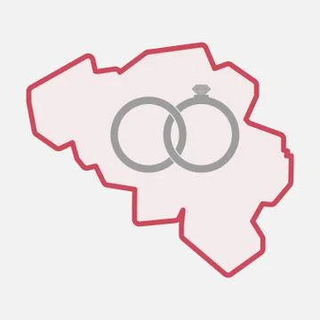 Isolated Belgium map with  two bonded wedding rings Stock Illustration