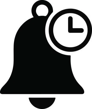 Isolated Bell Icon With Time Indicator clock notification Illustrazione stock