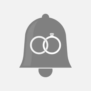 Isolated bell with  two bonded wedding rings Stock Illustration