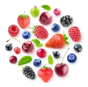 Isolated berries in a circle Stock Photos