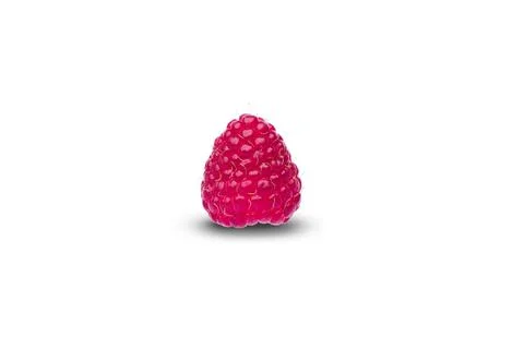 Isolated berry. One fresh raspberry fruit isolated on white background Stock Photos