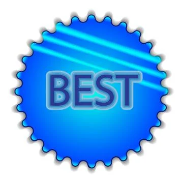 Isolated big blue button sticker with text Stock Illustration