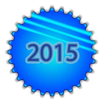 Isolated big blue button sticker with text Stock Illustration