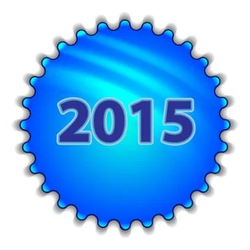 Isolated big blue button sticker with text Stock Illustration