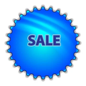 Isolated big blue button sticker with text Stock Illustration