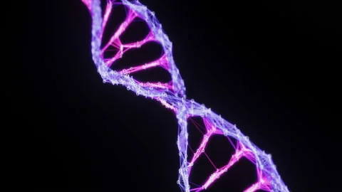 Isolated binary Digital Plexus DNA molecule strand Loop pink purple violet alpha Stock Footage 111698400
