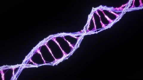 Isolated binary Digital Plexus DNA molecule strand Loop pink purple violet alpha Stock Footage 111698739