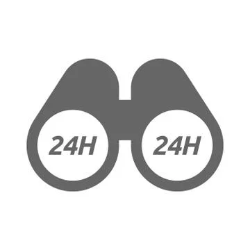 Isolated binoculars with    the text 24H Stock Illustration