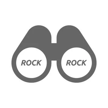 Isolated binoculars with    the text ROCK Stock Illustration