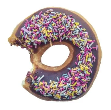 Isolated Bitten Donut Stock-Fotos