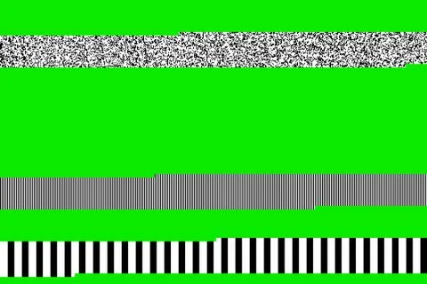 Isolated black and white scrolling lines, retro glitch 80s effect, on green b Stock Illustration