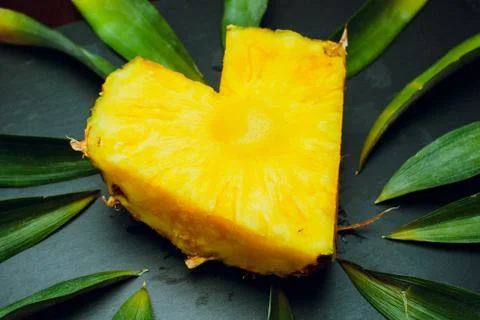 Isolated on a black background fresh pineapple leaves love Stock Photos