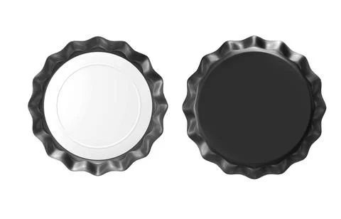 Isolated black bottle cap on white background. 3d render Illustrazione stock