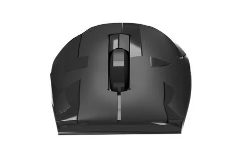 Isolated Black Computer Mouse on White Background, 3D illustration. Illustrazione stock