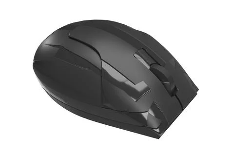 Isolated Black Computer Mouse on White Background, 3D illustration. Illustrazione stock